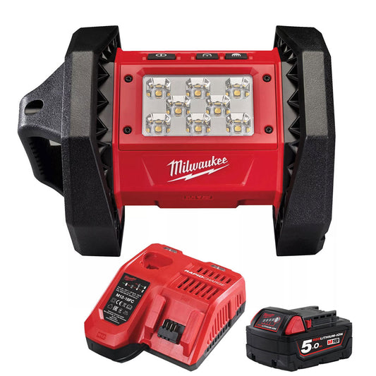 Milwaukee M18AL-0 18V LED Area Light with 1 x 5.0Ah Battery & Fast Charger - MonkeyTools