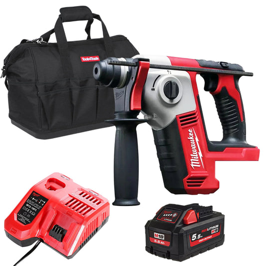 Milwaukee M18BH-0 18V SDS 2 Mode Hammer Drill with 1 x 5.5Ah Battery Charger & Bag - MonkeyTools
