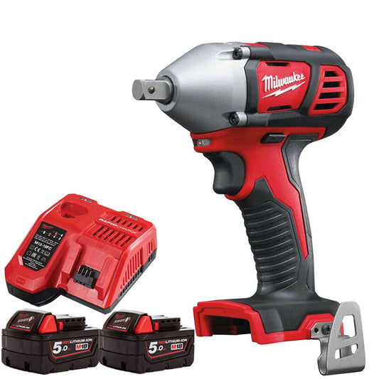 Milwaukee M18BIW12-0 18V 1/2" Impact Wrench with 2 x 5.0Ah Batteries & Charger - MonkeyTools
