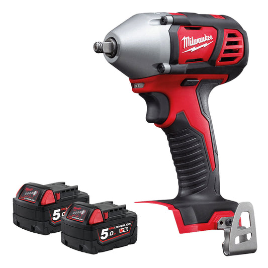 Milwaukee M18BIW38-0 18V 3/8" Compact Impact Wrench with 2 x 5.0Ah Batteries - MonkeyTools