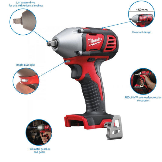 Milwaukee M18BIW38-0 18V Compact 3/8In Impact Wrench Body Only 4933443600 - MonkeyTools