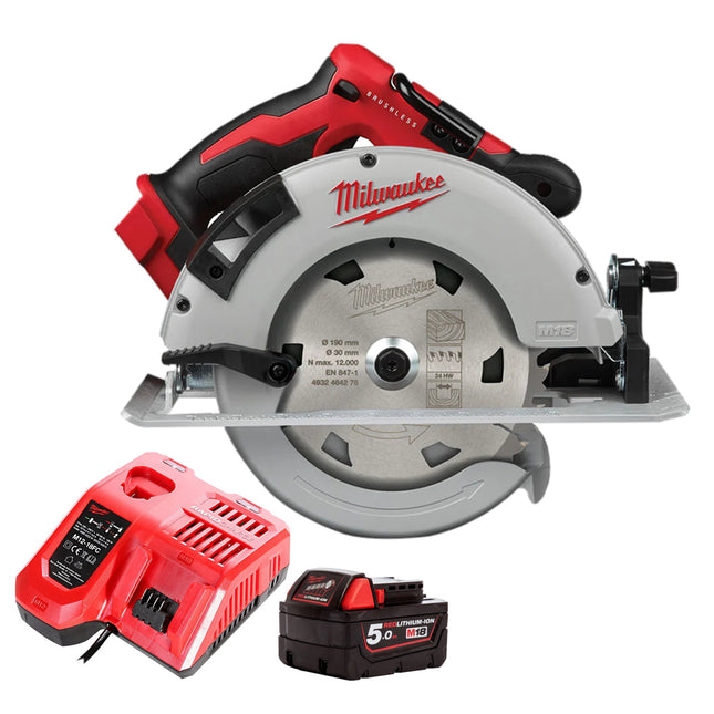 Milwaukee M18BLCS66-0 18V Brushless Circular Saw with 1 x 5.0Ah Battery & Charger - MonkeyTools