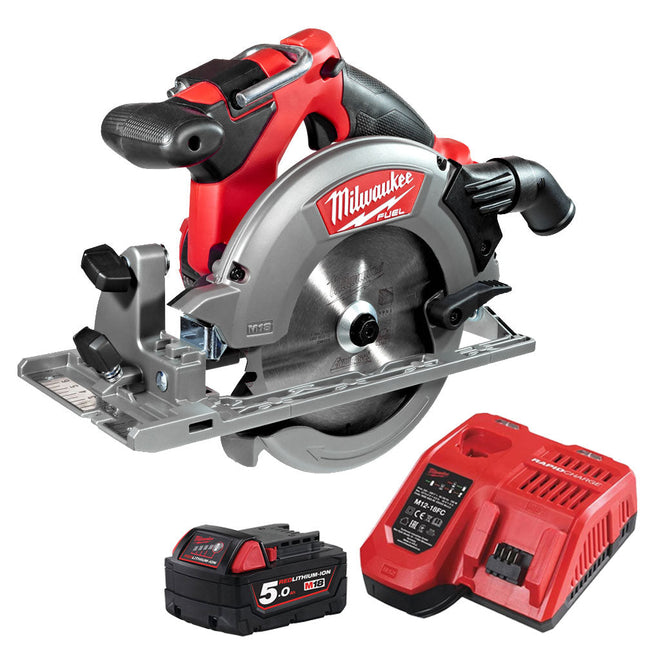 Milwaukee M18CCS55-0 18V Brushless 165mm Circular Saw with 1 x 5.0Ah Battery & Fast Charger - MonkeyTools