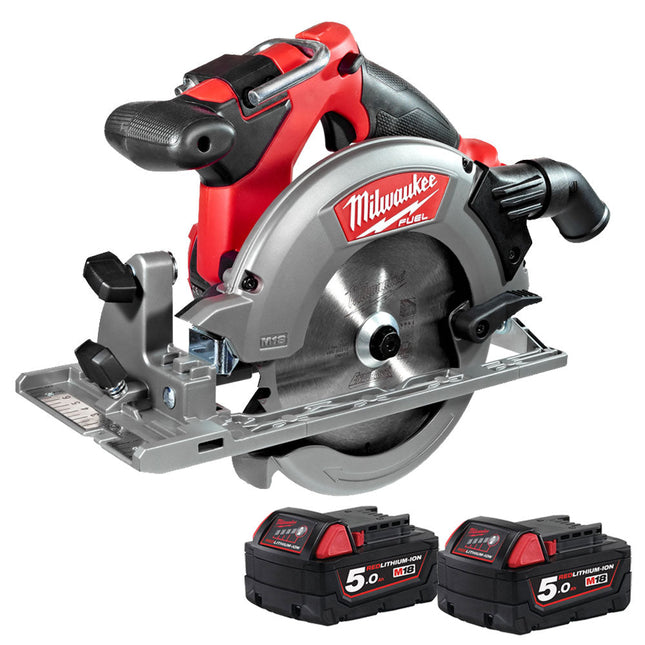 Milwaukee M18CCS55-0 18V Fuel Brushless 165mm Circular Saw with 2 x 5.0Ah Batteries M18B5 - MonkeyTools