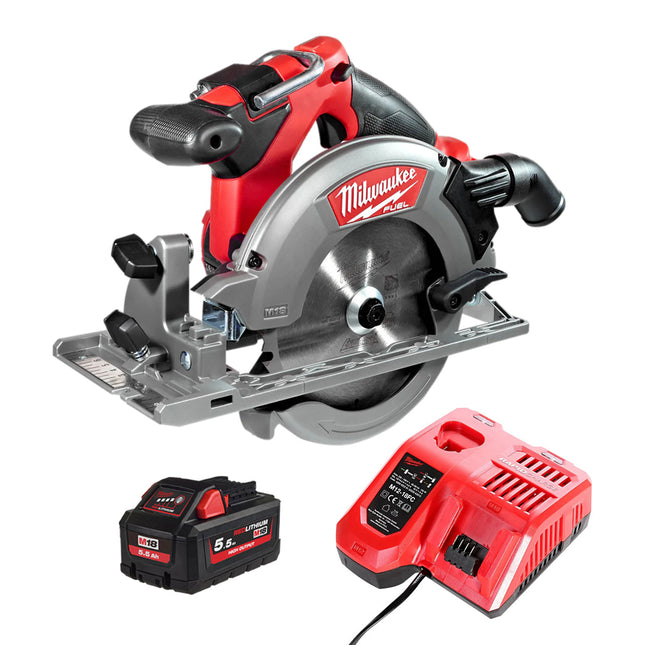 Milwaukee M18CCS55-0 18V M18 Fuel Brushless 165mm Circular Saw with 1 x 5.5Ah Battery & Charger - MonkeyTools