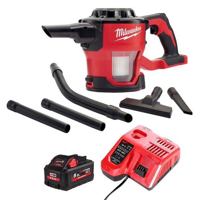 Milwaukee M18CV-0 18V Compact Hand Vacuum with 1 x 5.5Ah Battery & Charger - MonkeyTools