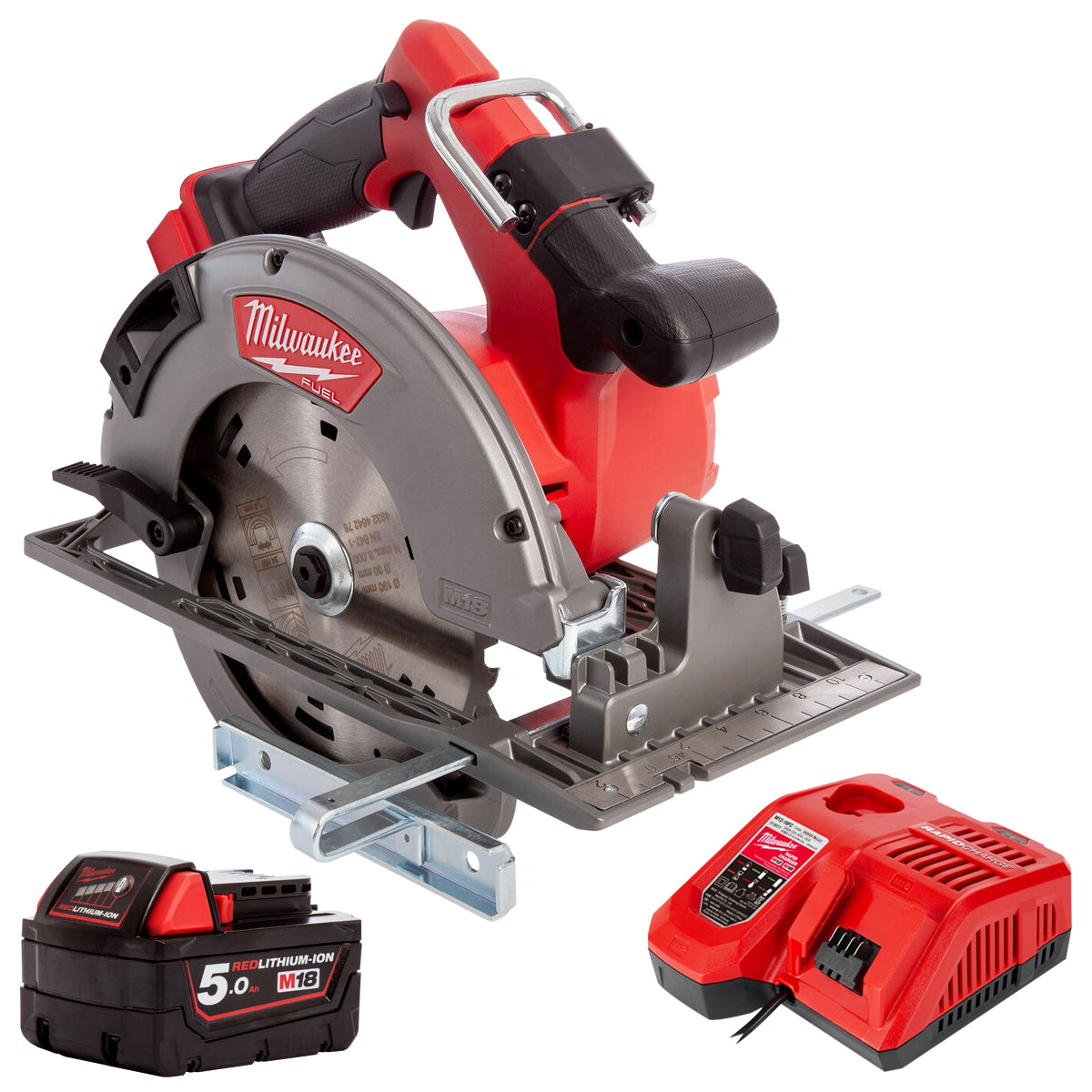 Milwaukee M18FCS66-0 M18 18V Fuel Brushless 66mm Circular Saw with 1 x 5.0Ah Battery & Charger - MonkeyTools