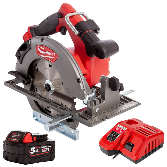 Milwaukee M18FCS66-0 M18 18V Fuel Brushless 66mm Circular Saw with 1 x 5.0Ah Battery & Charger - MonkeyTools