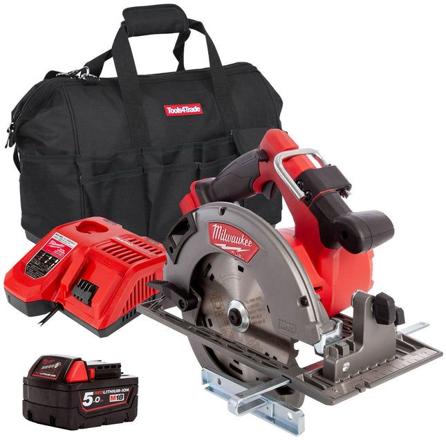 Milwaukee M18FCS66-0 M18 18V Fuel Brushless 66mm Circular Saw with 1 x 5.0Ah Battery, Charger with Bag - MonkeyTools
