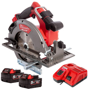 Milwaukee M18FCS66-0 M18 18V Fuel Brushless 66mm Circular Saw with 2 x 5.0Ah Battery & Charger - MonkeyTools