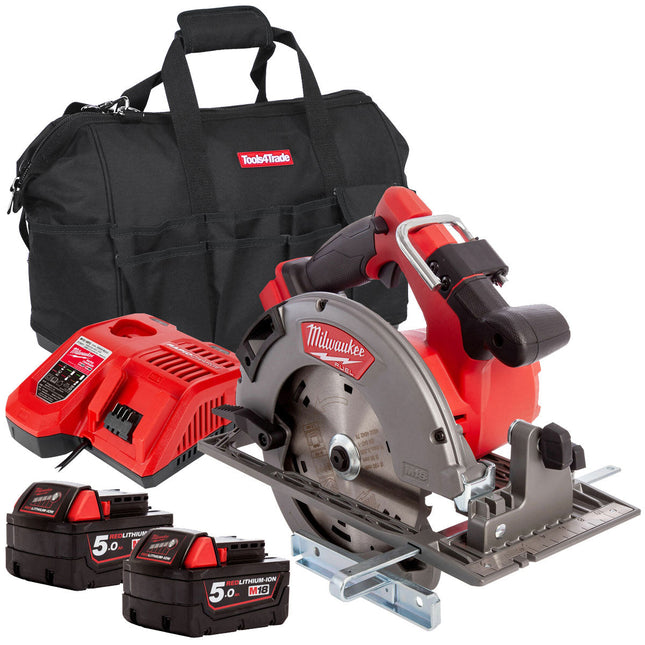 Milwaukee M18FCS66-0 M18 18V Fuel Brushless 66mm Circular Saw with 2 x 5.0Ah Battery, Charger with Bag - MonkeyTools