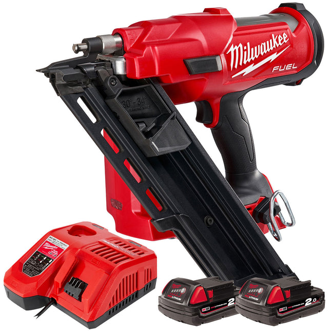 Milwaukee M18FFN-0C 18V Brushless First Fix Framing Nailer with 2 x 2.0Ah Batteries & Charger - MonkeyTools