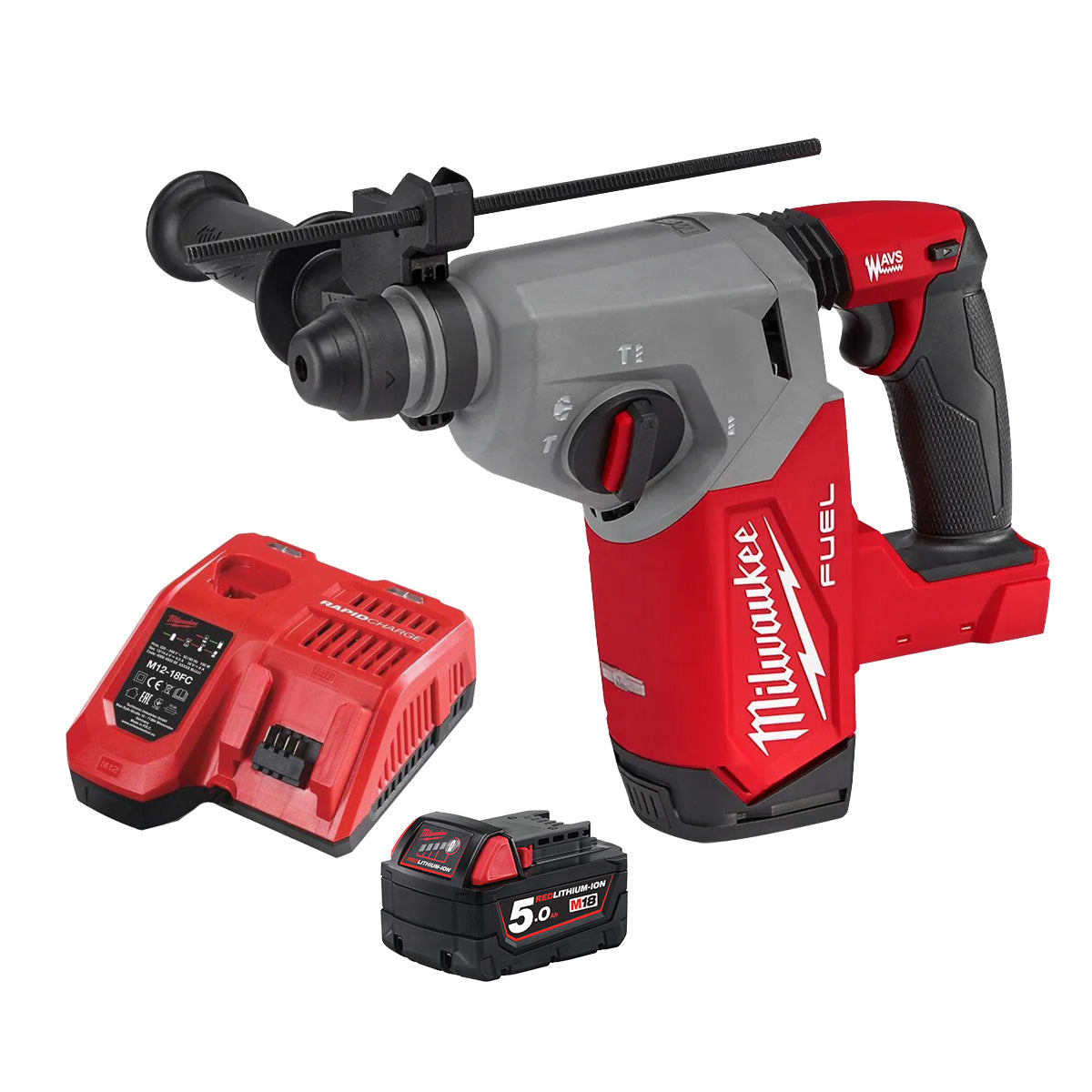 Milwaukee M18FH-0 18V Fuel 4-Mode SDS+ Brushless Hammer Drill with 1 x 5.0Ah Battery + Charger - MonkeyTools