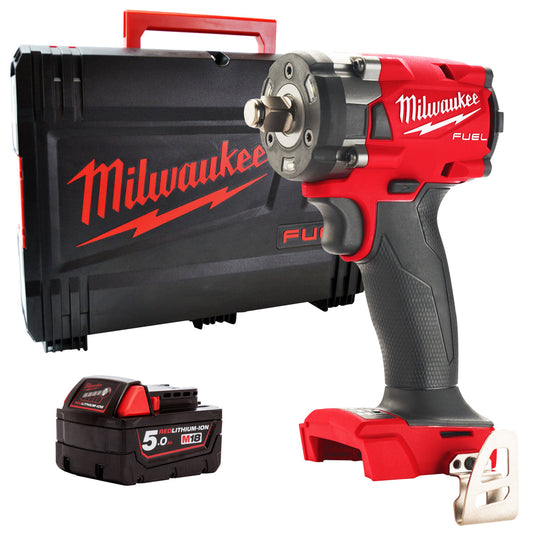Milwaukee M18FIW2F38-0X 18V Fuel Brushless 3/8" Friction Ring Impact Wrench with 1 x 5.0Ah Battery - MonkeyTools