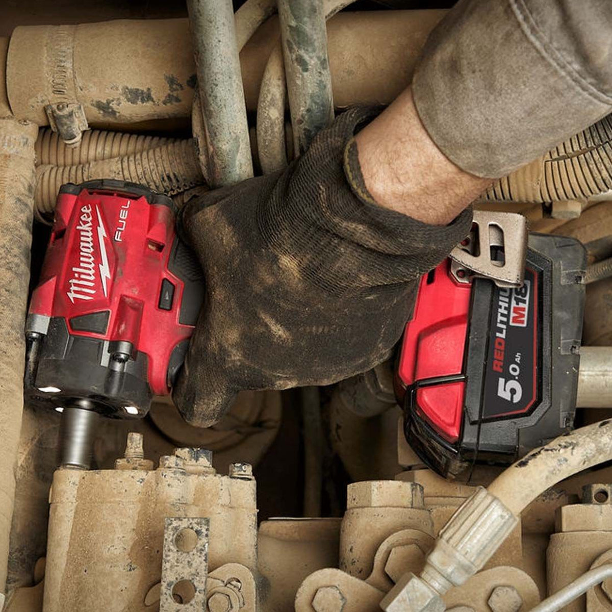Milwaukee M18FIW2F38-0X 18V Fuel Brushless 3/8" Friction Ring Impact Wrench with 1 x 5.0Ah Battery - MonkeyTools