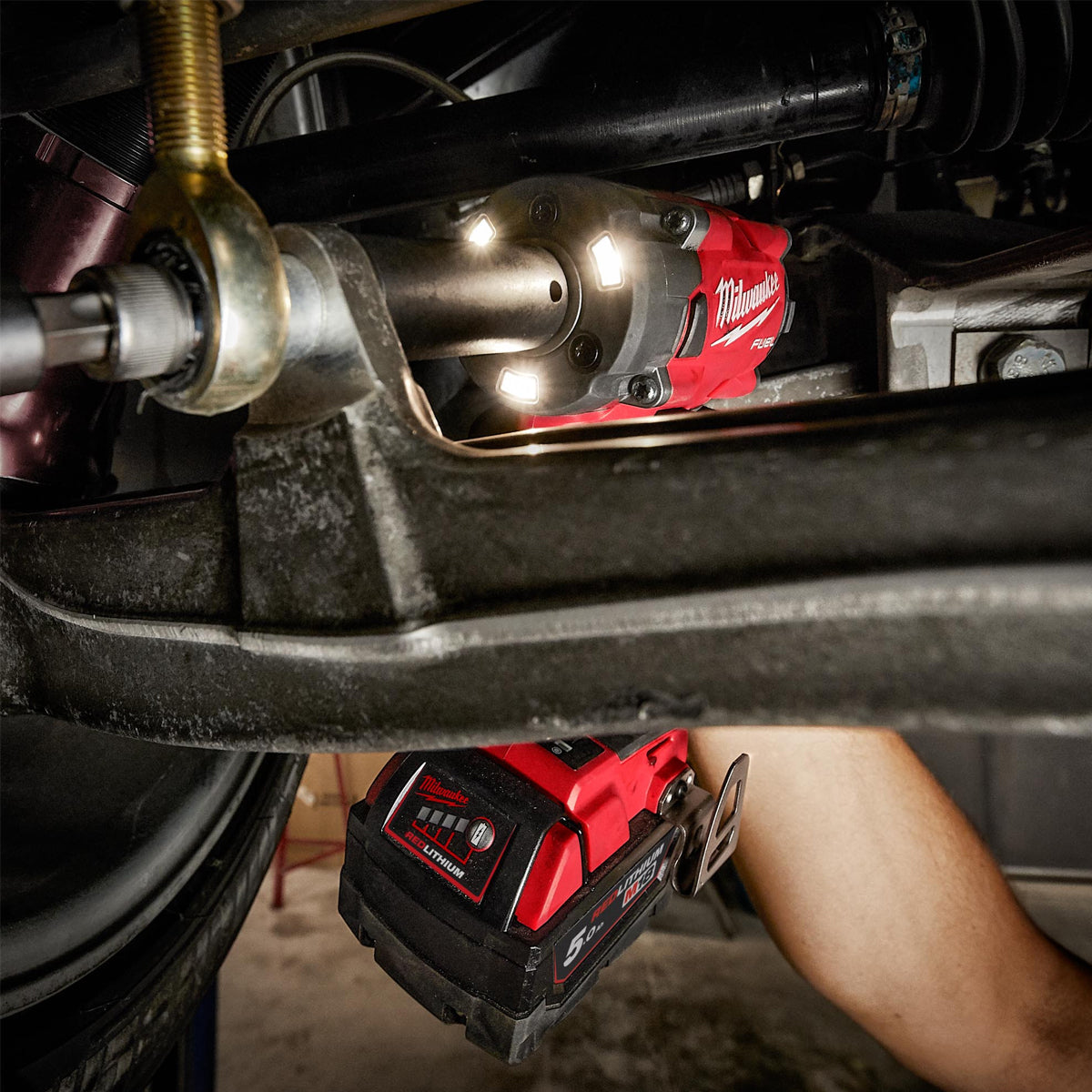 Milwaukee M18FIW2F38-0X 18V Fuel Brushless 3/8" Friction Ring Impact Wrench with 1 x 5.0Ah Battery - MonkeyTools