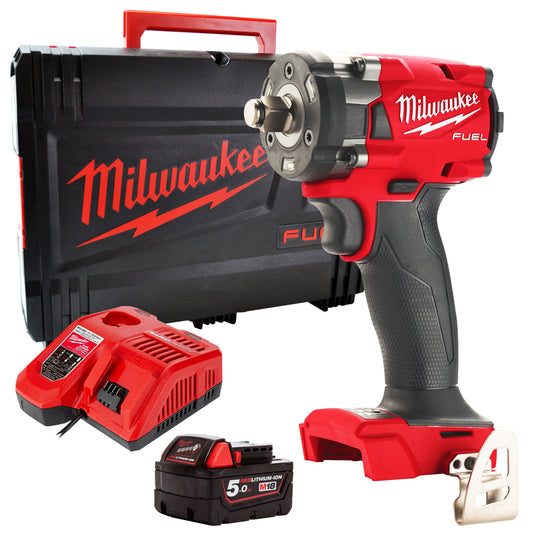 Milwaukee M18FIW2F38-0X 18V Fuel Brushless 3/8" Friction Ring Impact Wrench with 1 x 5.0Ah Battery & Charger - MonkeyTools