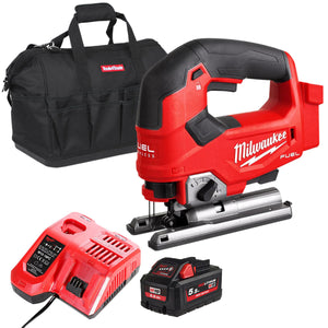 Milwaukee M18FJS-0 18V Brushless Fuel Top Handle Jigsaw with 1 x 5.5Ah Battery Charger & Bag - MonkeyTools