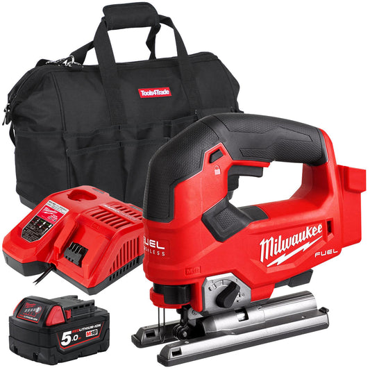 Milwaukee M18FJS-0 18V Brushless Jigsaw with 1 x 5.0Ah Battery & Charger & Bag - MonkeyTools
