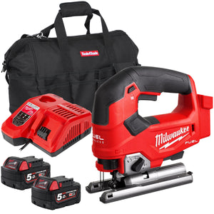 Milwaukee M18FJS-0 18V Brushless Jigsaw with 2 x 5.0Ah Battery & Charger & Bag - MonkeyTools
