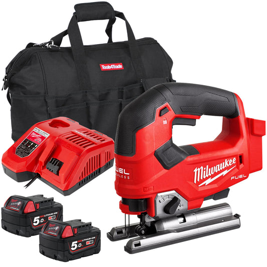 Milwaukee M18FJS-0 18V Brushless Jigsaw with 2 x 5.0Ah Battery & Charger & Bag - MonkeyTools