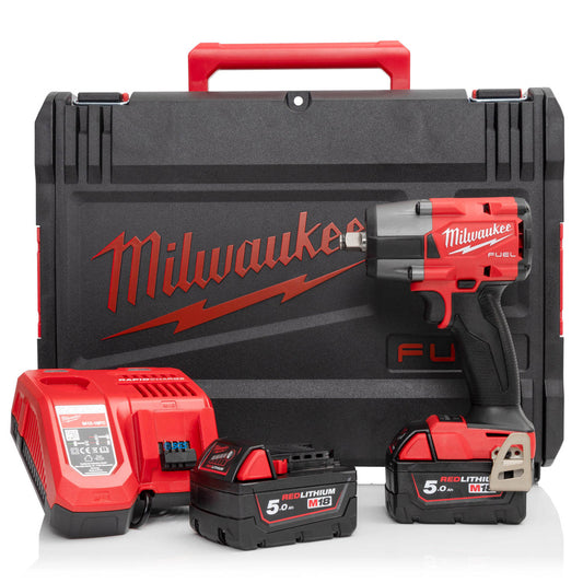 Milwaukee M18FMTIW2F12-502X 18V Fuel Brushless 1/2" Mid-Torque Impact Wrench with 2 x 5.0Ah Batteries Charger & Case 4933478451 - MonkeyTools