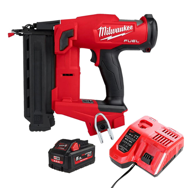 Milwaukee M18FN18GS-0 18V Fuel Brushless Second Fix Nailer with 1 x 5.5Ah Battery & Charger - MonkeyTools