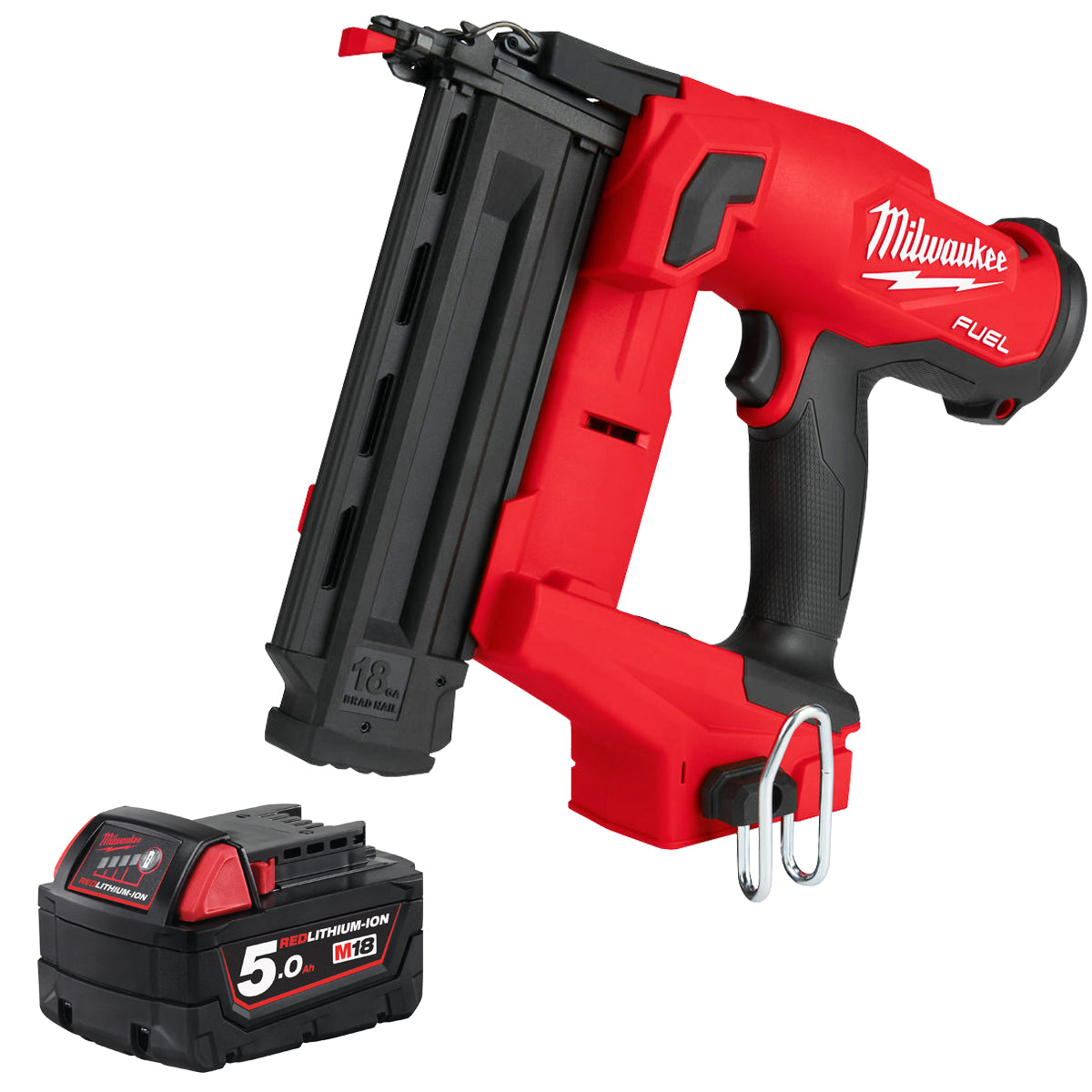 Milwaukee M18FN18GS 18V Fuel Brushless Second Fix Finish Nailer with 1 x 5.0Ah Battery - MonkeyTools