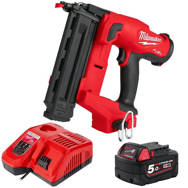 Milwaukee M18FN18GS 18V Fuel Brushless Second Fix Finish Nailer with 1 x 5.0Ah Battery & Charger - MonkeyTools