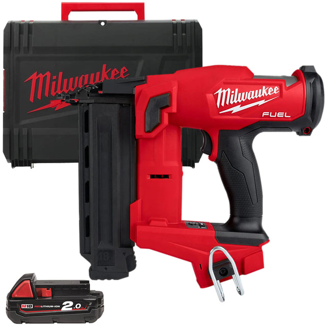 Milwaukee M18FNCS18GS-0X 18V Fuel Brushless First Fix Nail Gun with 1 x 2.0Ah Battery in Case - MonkeyTools