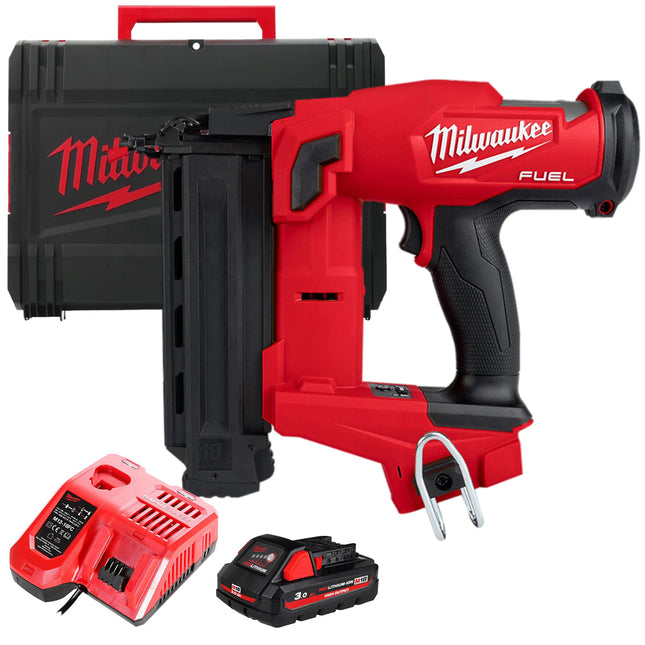 Milwaukee M18FNCS18GS-0X 18V Fuel Brushless First Fix Nail Gun with 1 x 3.0Ah Battery & Charger in Case - MonkeyTools
