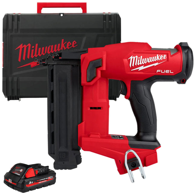 Milwaukee M18FNCS18GS-0X 18V Fuel Brushless First Fix Nail Gun with 1 x 3.0Ah Battery in Case - MonkeyTools