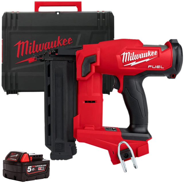 Milwaukee M18FNCS18GS-0X 18V Fuel Brushless First Fix Nail Gun with 1 x 5.0Ah Battery in Case - MonkeyTools