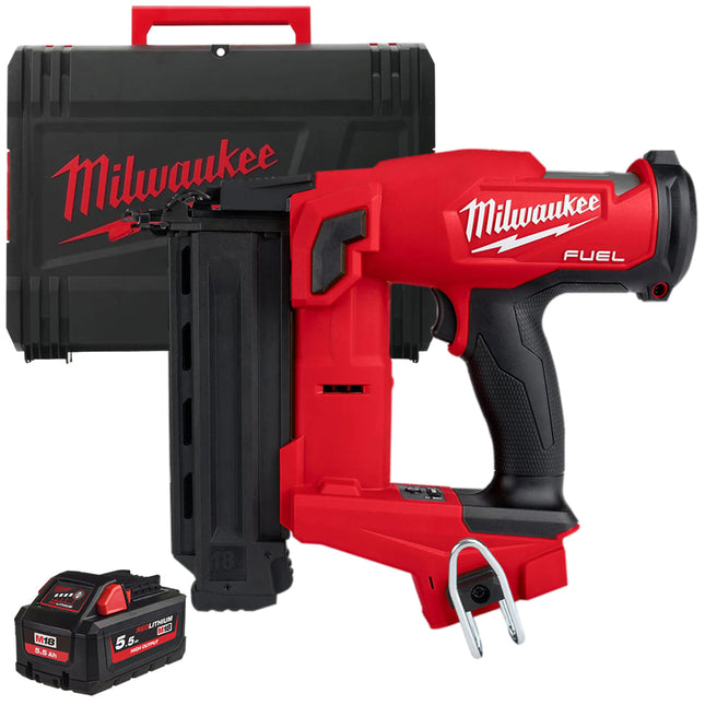 Milwaukee M18FNCS18GS-0X 18V Fuel Brushless First Fix Nail Gun with 1 x 5.5Ah Battery in Case - MonkeyTools