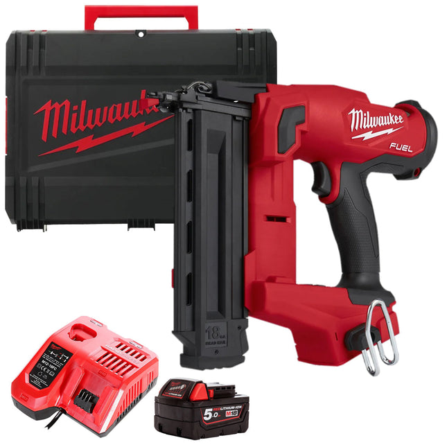 Milwaukee M18FNCS18GS-0X 18V Fuel First Fix Narrow Crown Stapler with 1 x 5.0Ah Battery & Charger in Case - MonkeyTools