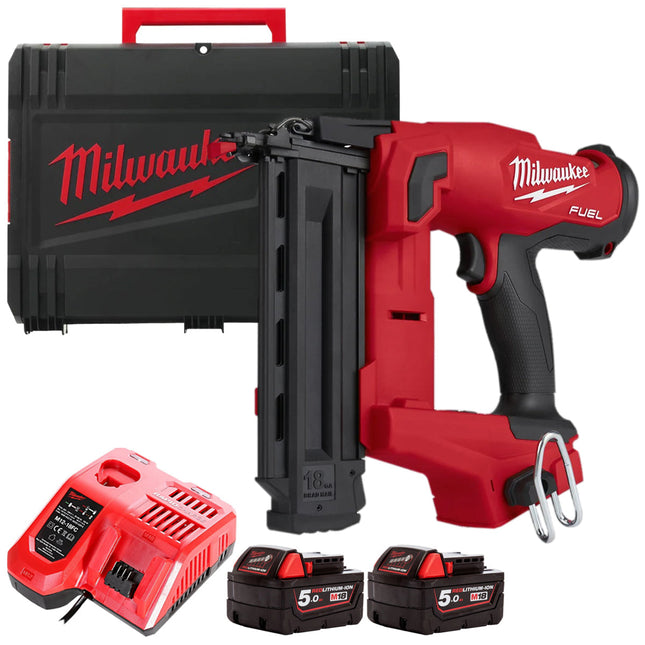 Milwaukee M18FNCS18GS-0X 18V Fuel First Fix Narrow Crown Stapler with 2 x 5.0Ah Battery & Charger in Case - MonkeyTools