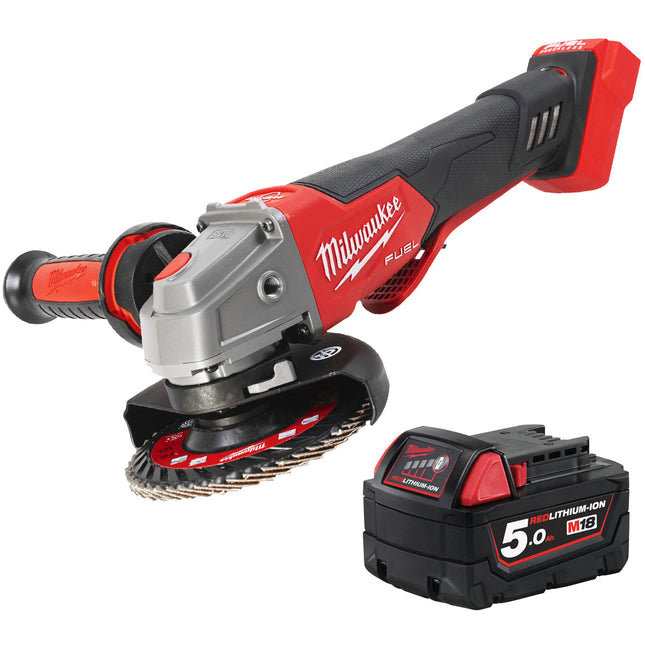 Milwaukee M18FSAGV115XPDB-0 18V FUEL 115mm Angle Grinder with 1 x 5.0Ah Battery - MonkeyTools