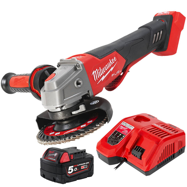 Milwaukee M18FSAGV115XPDB-0 18V FUEL 115mm Angle Grinder with 1 x 5.0Ah Battery & Charger - MonkeyTools