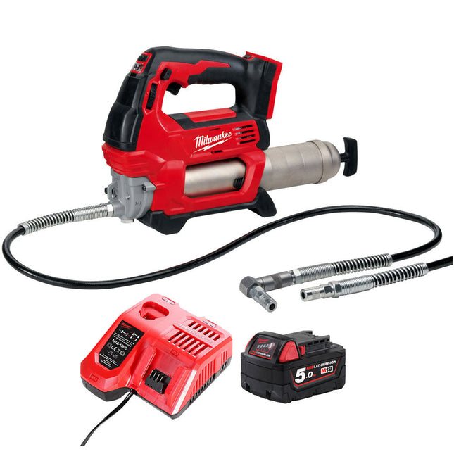 Milwaukee M18GG-0 18V M18 Cordless Grease Gun with 1 x 5.0Ah Battery & Charger - MonkeyTools