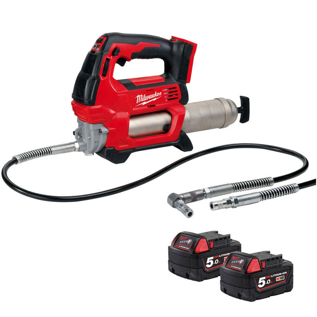 Milwaukee M18GG-0 18V M18 Cordless Grease Gun with 2 x 5.0Ah Batteries - MonkeyTools