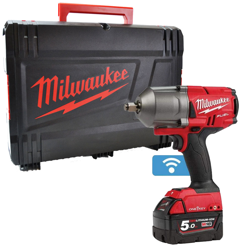 Milwaukee M18ONEFHIWF12-0 18V Brushless Impact Wrench with 1 x 5.0Ah Battery & Case - MonkeyTools
