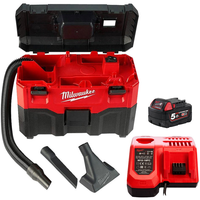 Milwaukee M18VC2-0 18V Wet Dry Vacuum 2nd Generation with 1 x 5.0Ah Battery & Charger - MonkeyTools