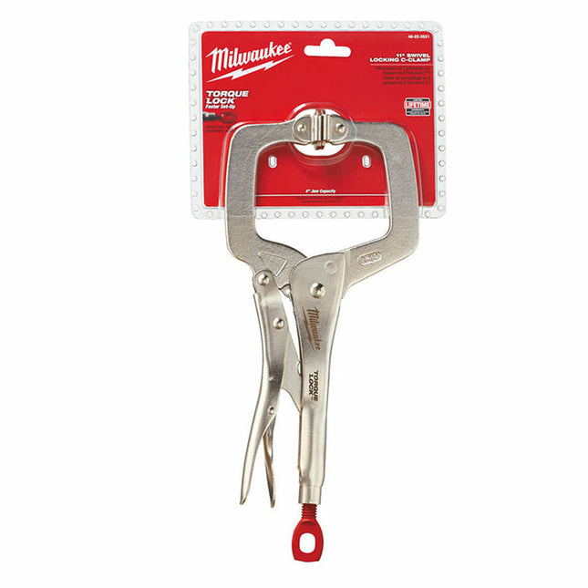 Milwaukee 11" Swivel Jaw Torque Lock Locking C-Clamp 4932471727 - MonkeyTools