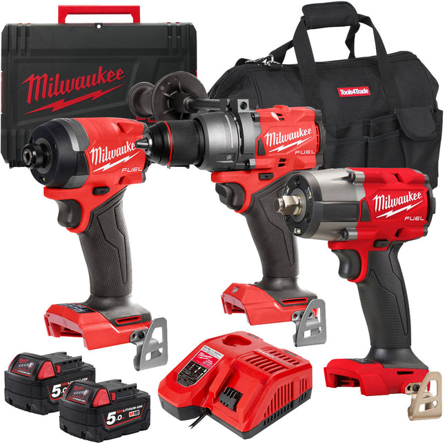 Milwaukee 18V 3 Piece Power Tool Kit with 2 x 5.0Ah Batteries T4TKITM-108 - MonkeyTools