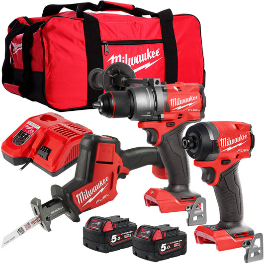 Milwaukee 18V 3 Piece Power Tool Kit with 2 x 5.0Ah Batteries T4TKITM-110 - MonkeyTools