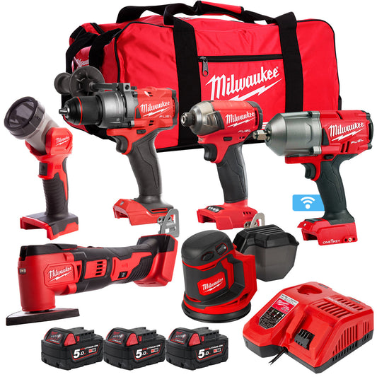 Milwaukee 18V 6 Piece Power Tool Kit with 3 x 5.0Ah Batteries T4TKITM-113 - MonkeyTools