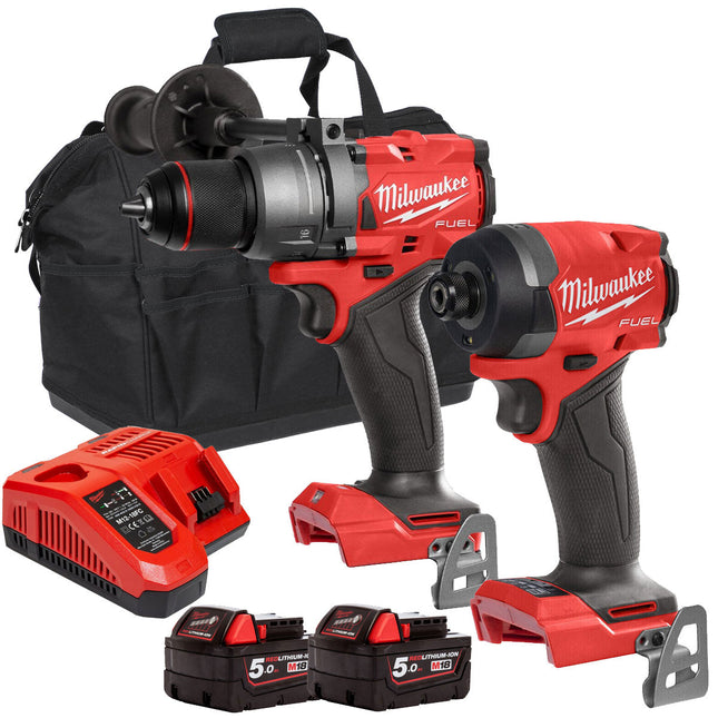 Milwaukee 18V Brushless Twin Pack Impact Driver + Combi Drill with 2 x 5.0Ah Battery MTKIT-16181 - MonkeyTools