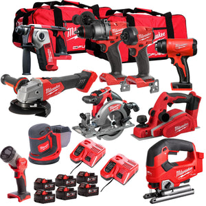 Milwaukee 18V Cordless 10 Piece Tool Kit with 6 x 5.0Ah Batteries & Charger in Bag T4TKIT-507 - MonkeyTools