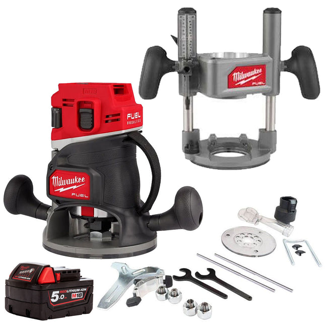 Milwaukee 18V M18FR12-0 FUEL Brushless 1/2" Router Cutter with 1 x 5.0Ah Battery - MonkeyTools