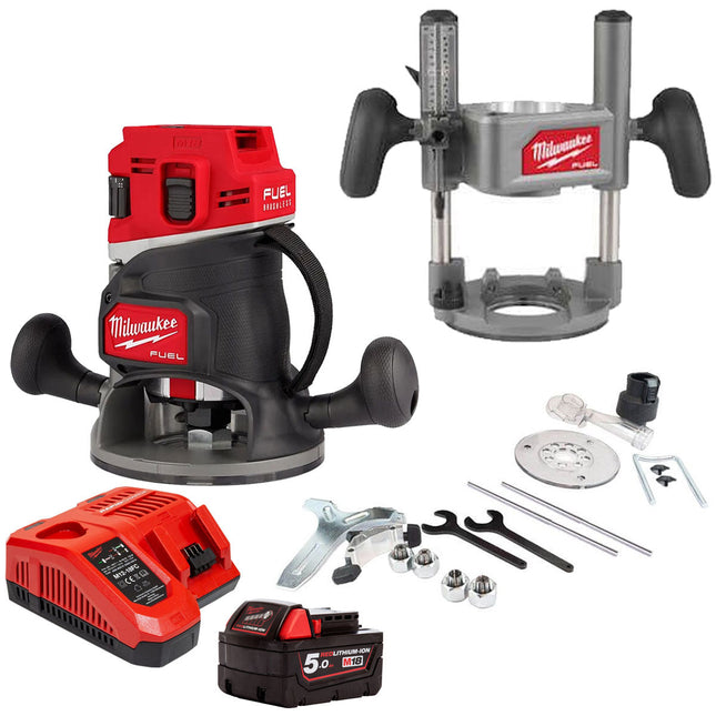 Milwaukee 18V M18FR12-0 FUEL Brushless 1/2" Router Cutter with 1 x 5.0Ah Battery & Charger - MonkeyTools